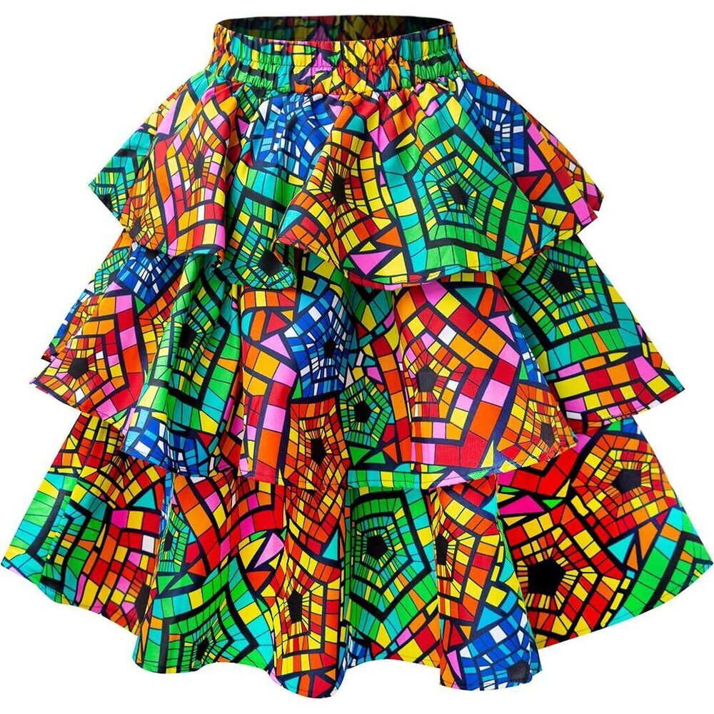 8094 African Print Skirt Ankara Wax Short Skirt2X-Large,G